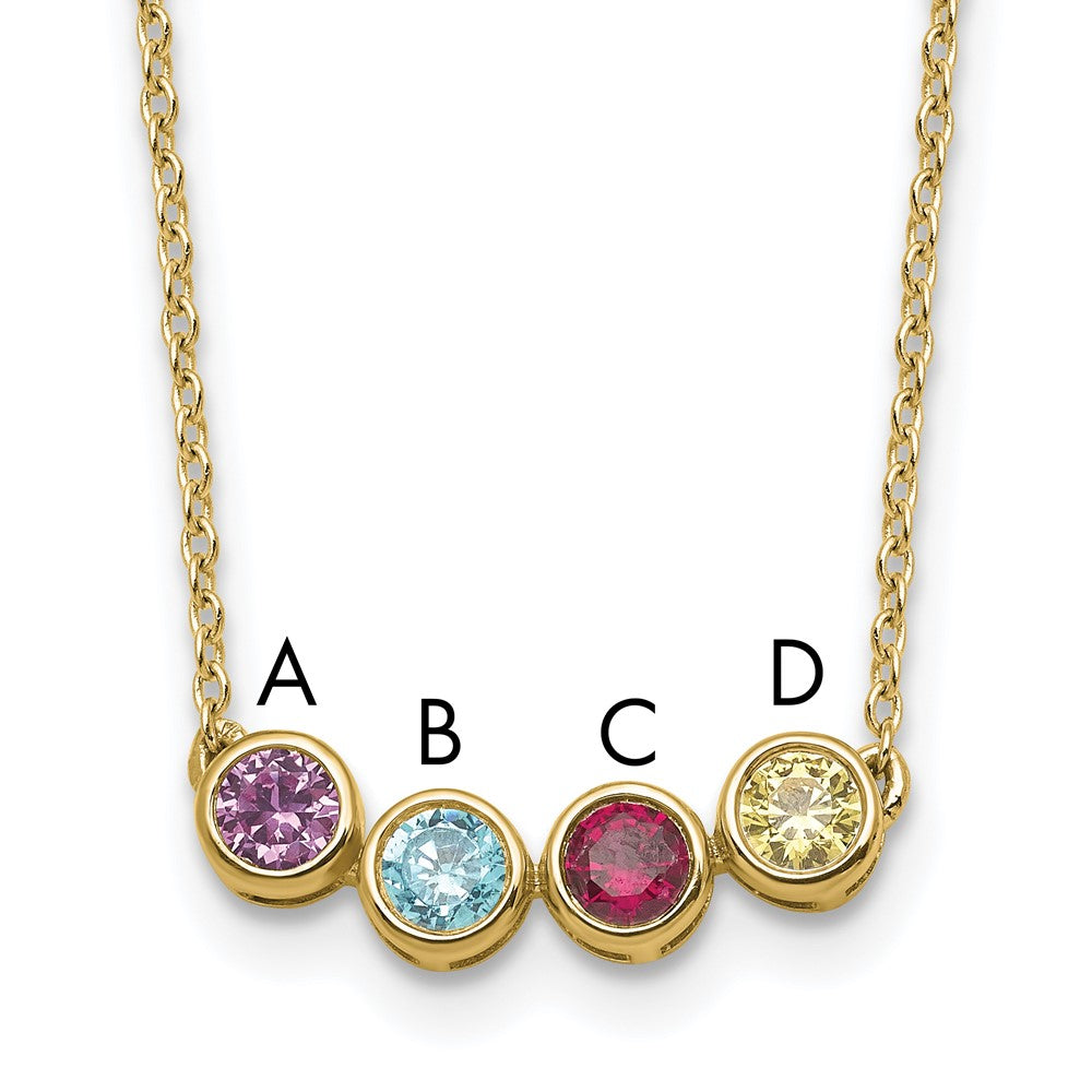 14K Yellow Gold 4 Genuine Birthstone Family Necklace