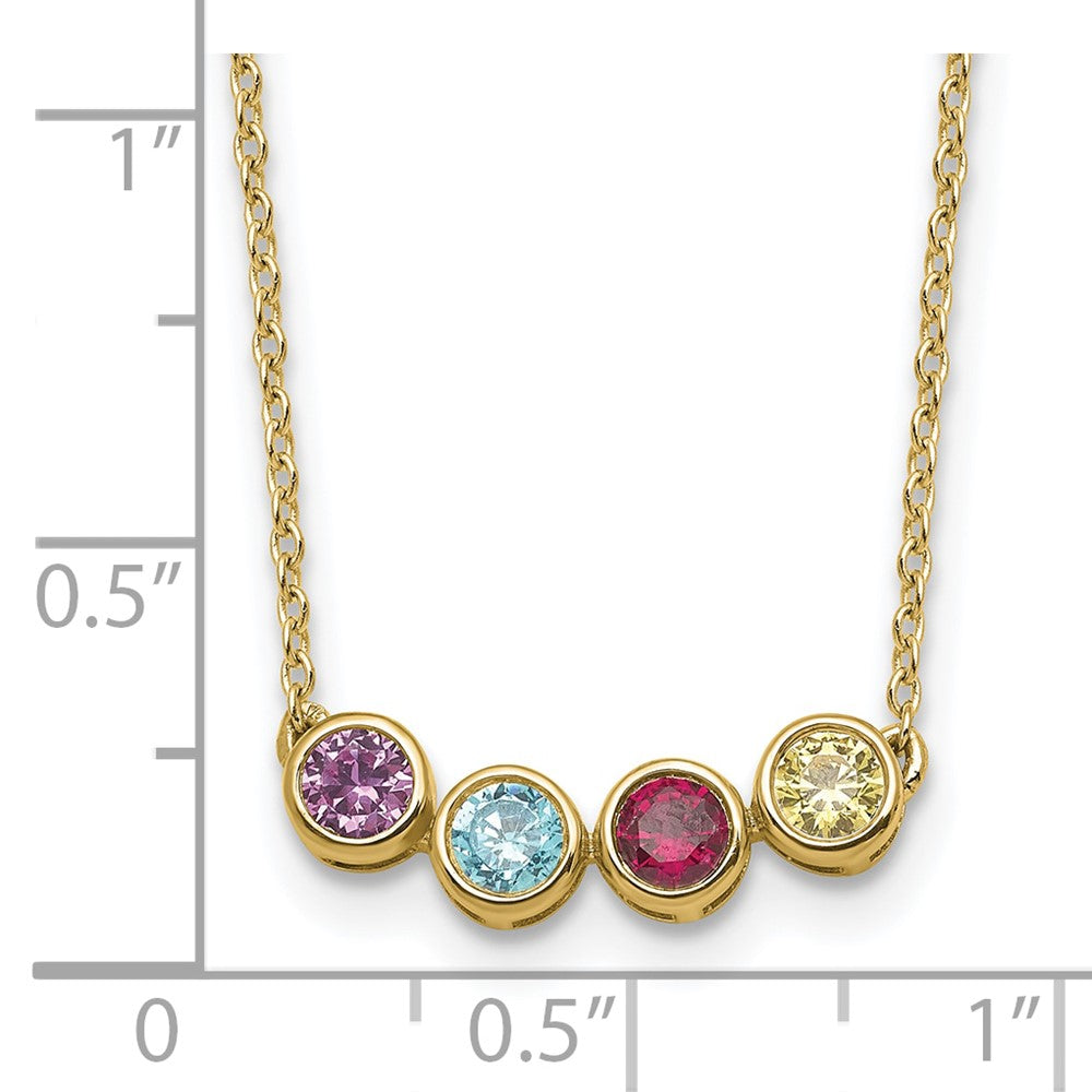 14K Yellow Gold 4 Synthetic Birthstone Family Necklace