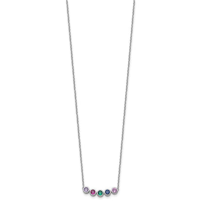 14K White Gold 5 Genuine Birthstone Family Necklace