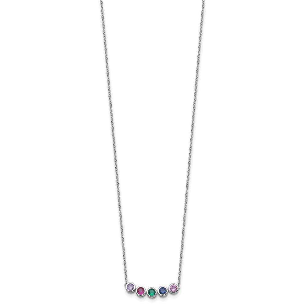 14K White Gold 5 Synthetic Birthstone Family Necklace