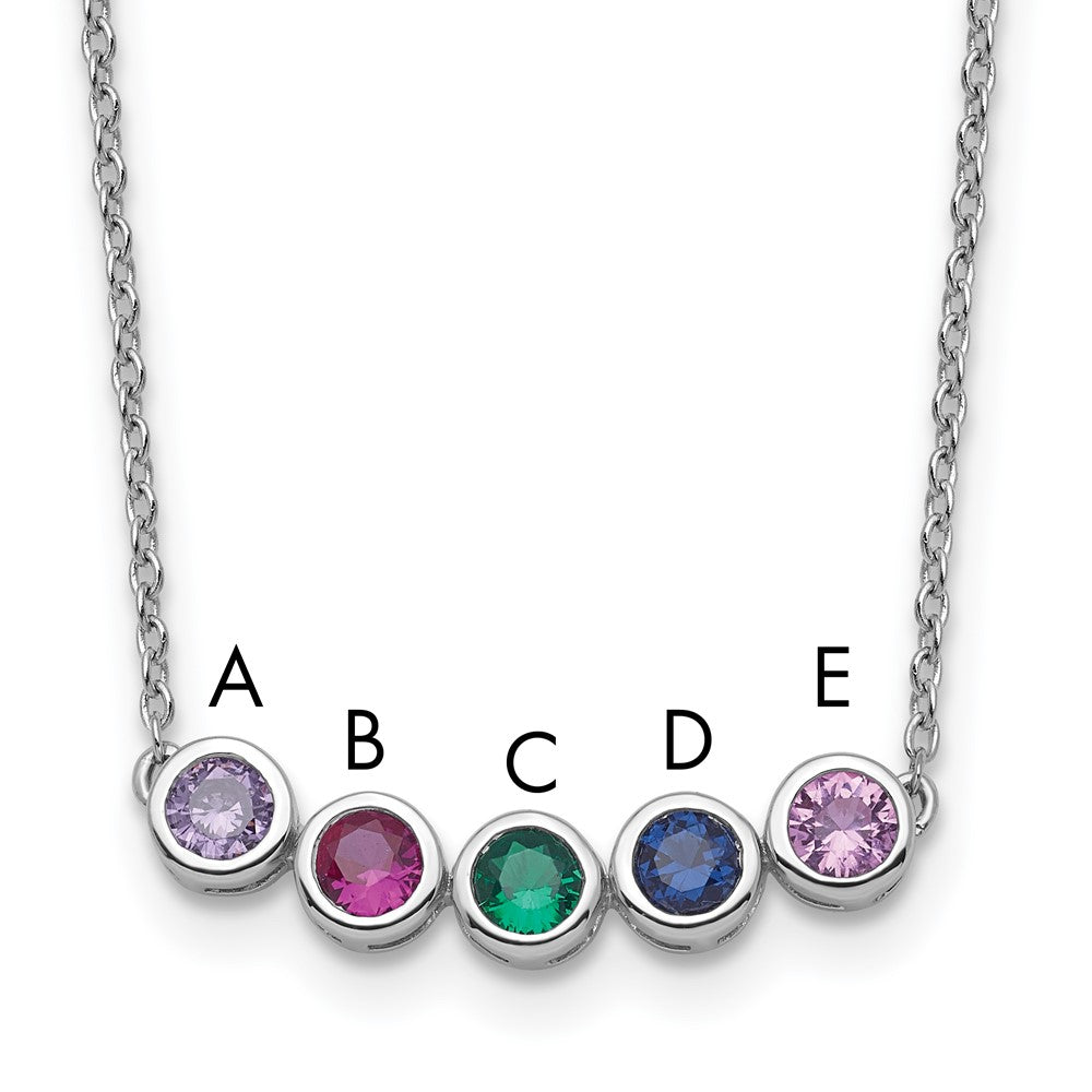 14K White Gold 5 Genuine Birthstone Family Necklace