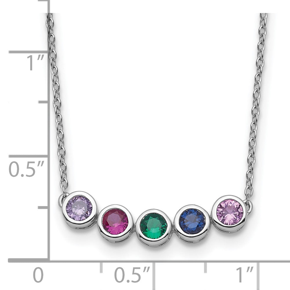 14K White Gold 5 Synthetic Birthstone Family Necklace