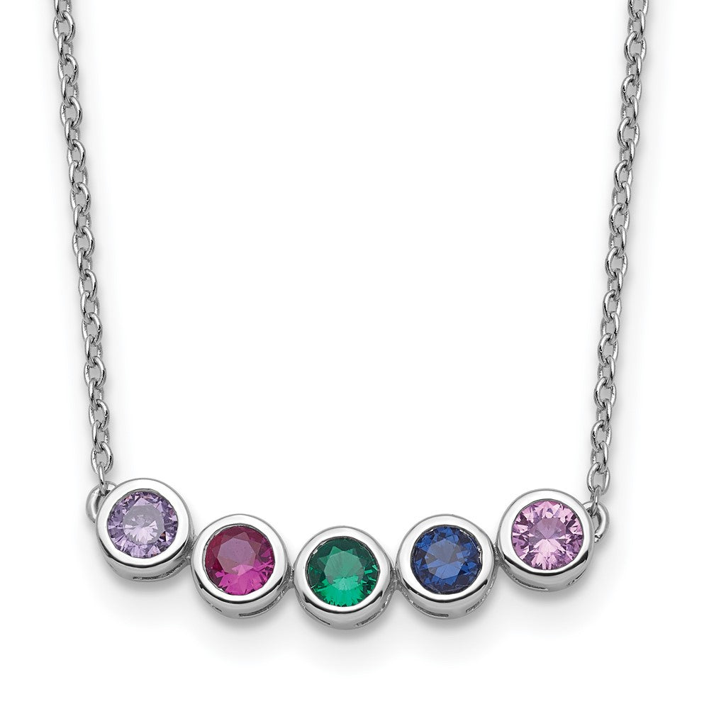 14K White Gold 5 Genuine Birthstone Family Necklace