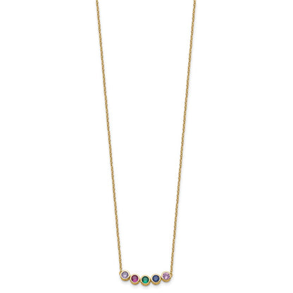 14K Yellow Gold 5 Genuine Birthstone Family Necklace
