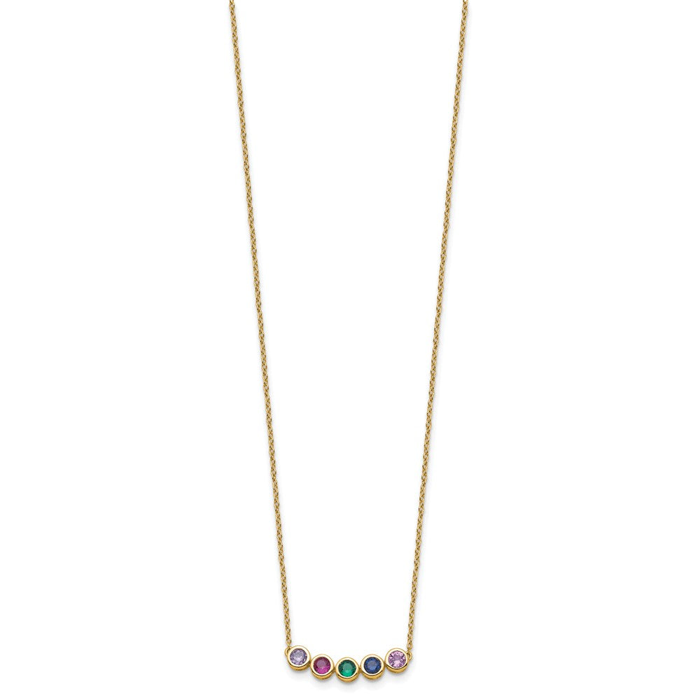 14K Yellow Gold 5 Synthetic Birthstone Family Necklace