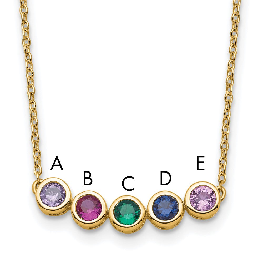 14K Yellow Gold 5 Synthetic Birthstone Family Necklace