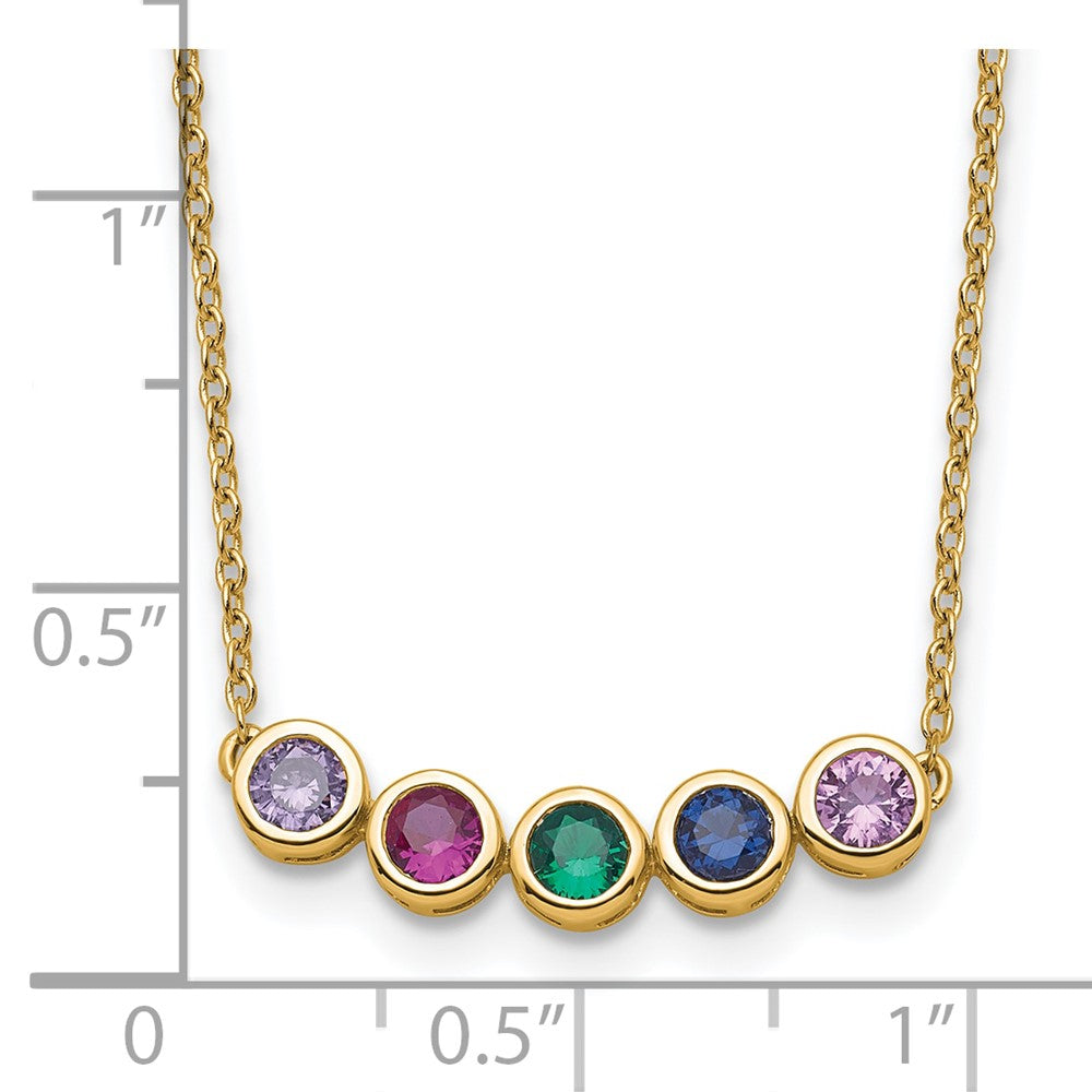 14K Yellow Gold 5 Genuine Birthstone Family Necklace