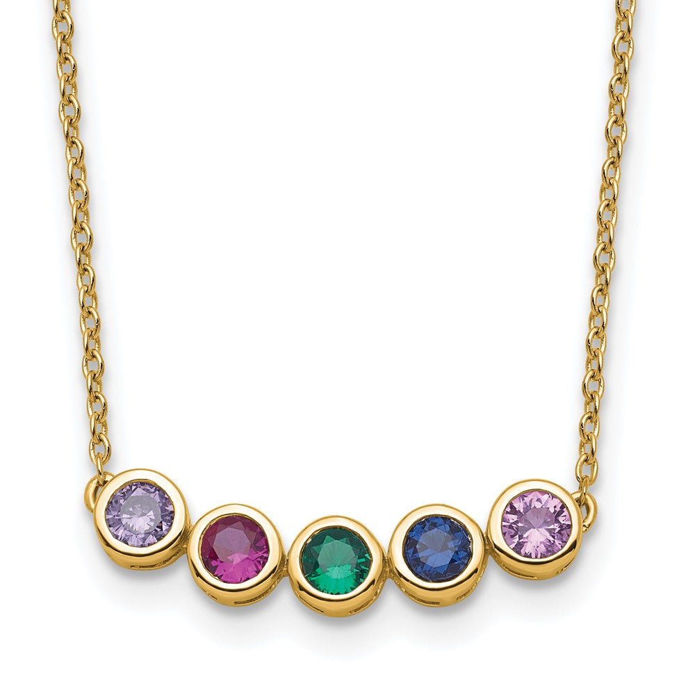 14K Yellow Gold 5 Synthetic Birthstone Family Necklace
