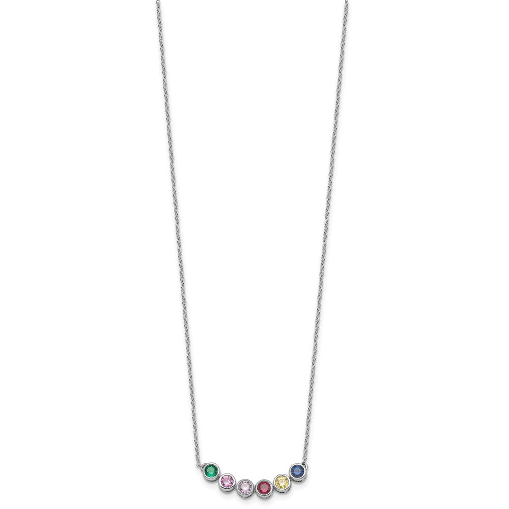 14K White Gold 6 Genuine Birthstone Family Necklace