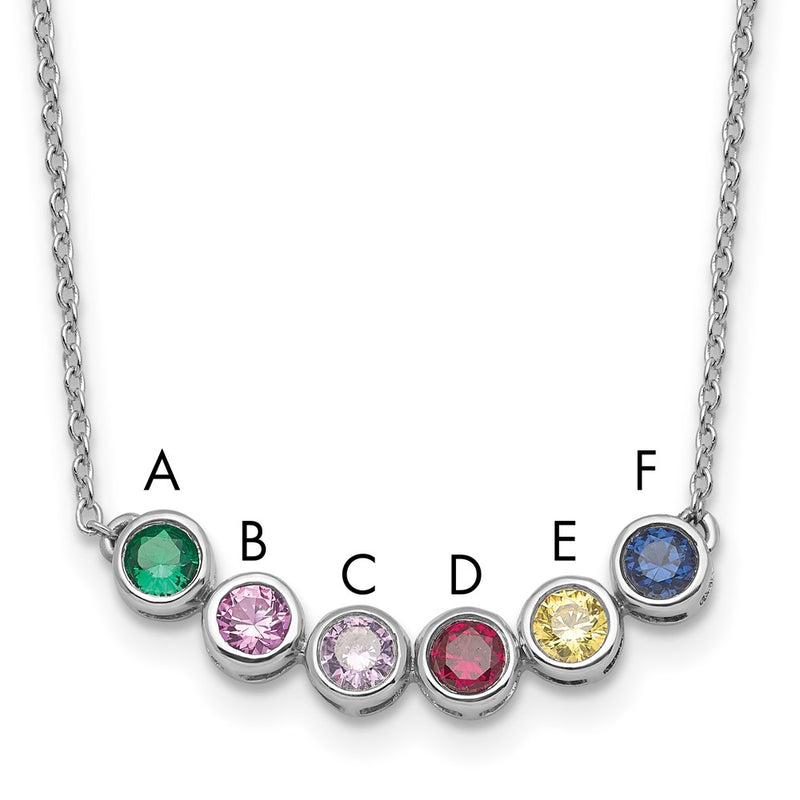 14K White Gold 6 Genuine Birthstone Family Necklace