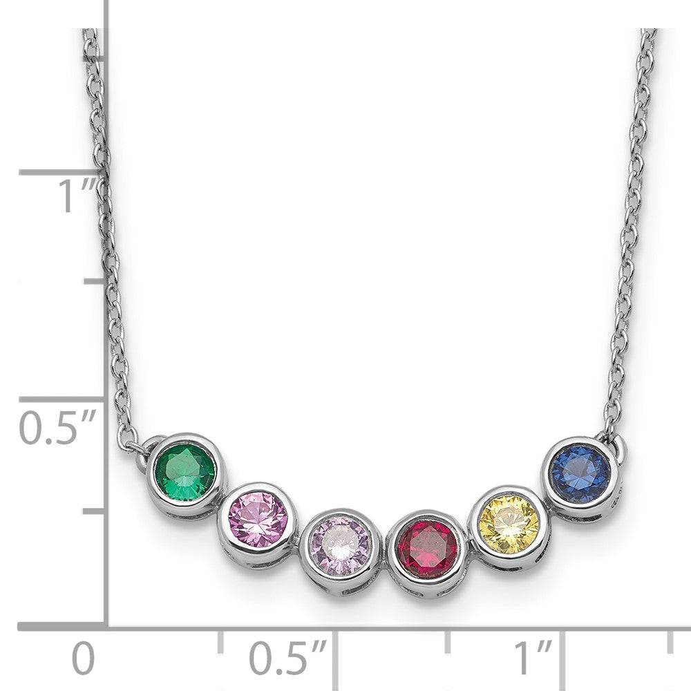 14K White Gold 6 Synthetic Birthstone Family Necklace