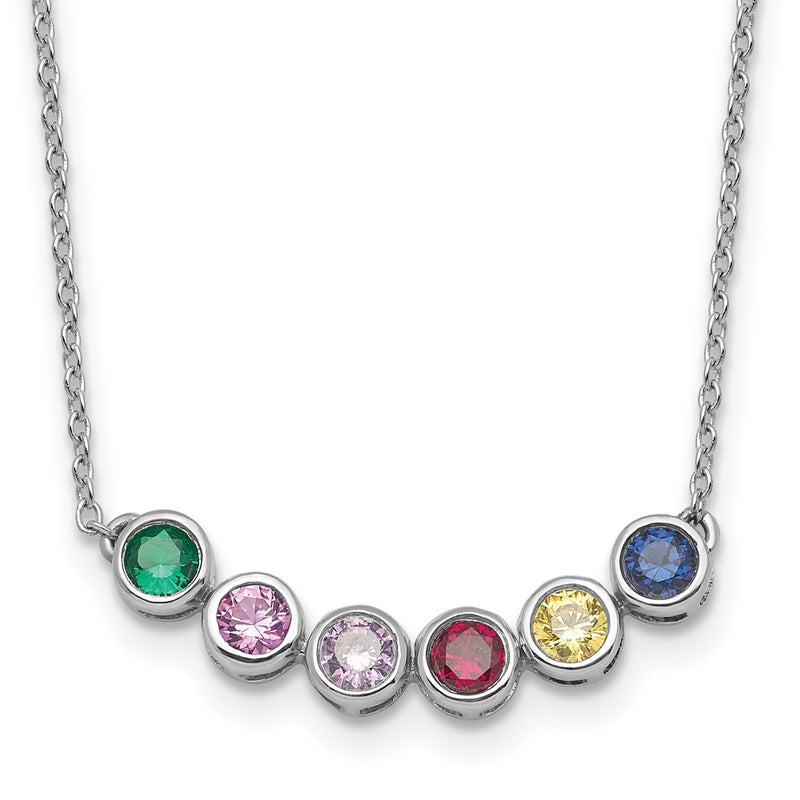14K White Gold 6 Synthetic Birthstone Family Necklace