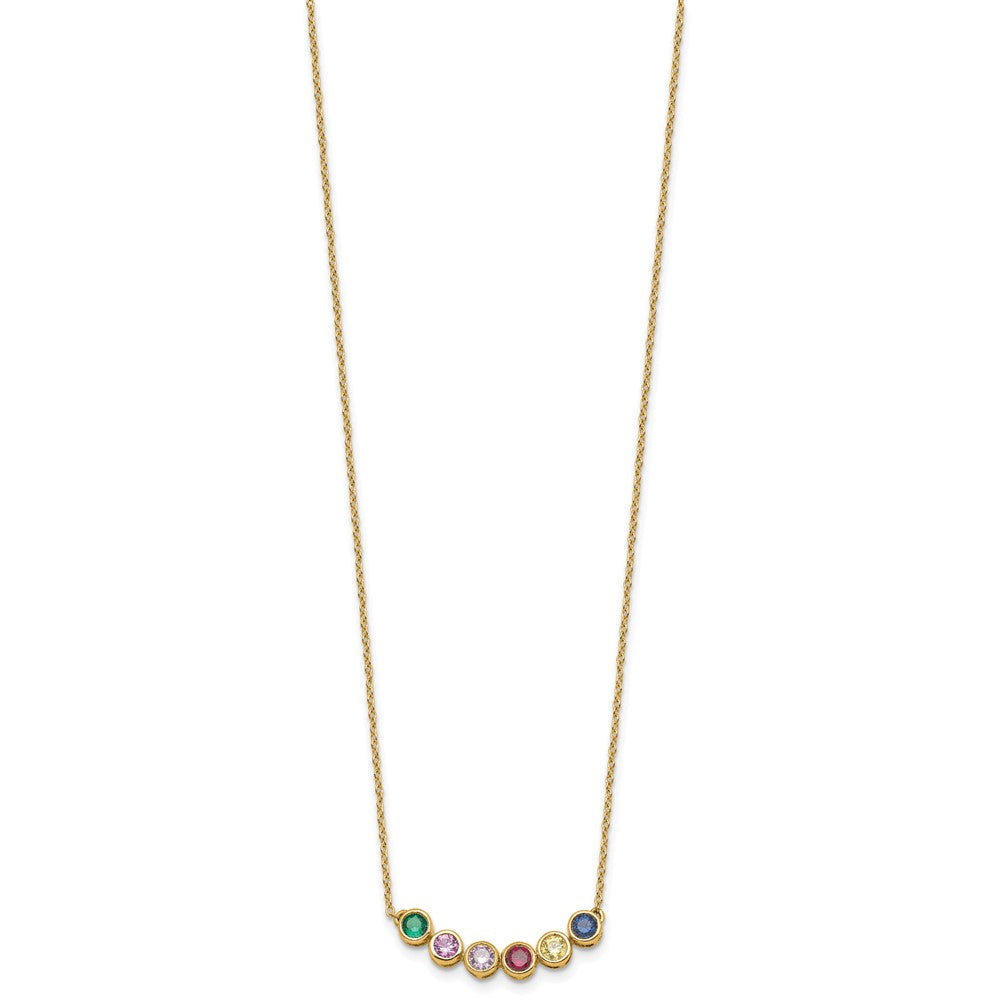 14K Yellow Gold 6 Genuine Birthstone Family Necklace