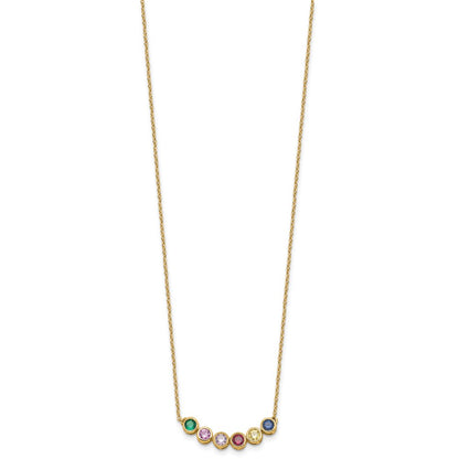 14K Yellow Gold 6 Synthetic Birthstone Family Necklace