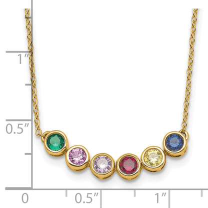 14K Yellow Gold 6 Synthetic Birthstone Family Necklace