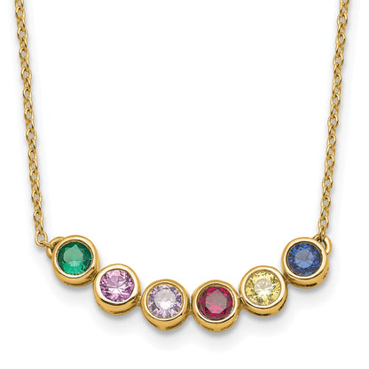 14K Yellow Gold 6 Synthetic Birthstone Family Necklace