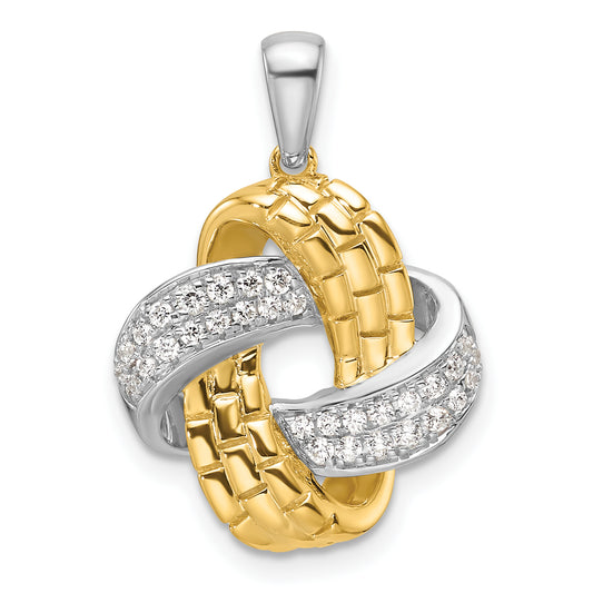 14k Two-tone Two Tone 1/5 Ct. Lab Grown Diamond VS/SI+ G+ Love Knot Pendant