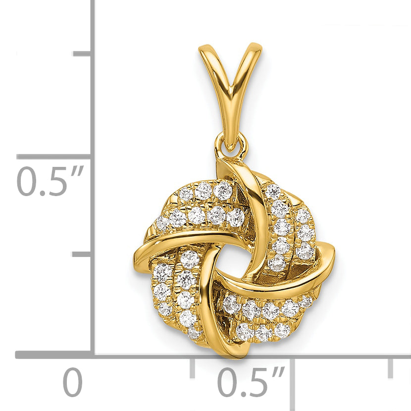 14k Yellow Gold 1/5 Ct. Lab Grown Diamond VS/SI+ G+ Love Knot Pendant