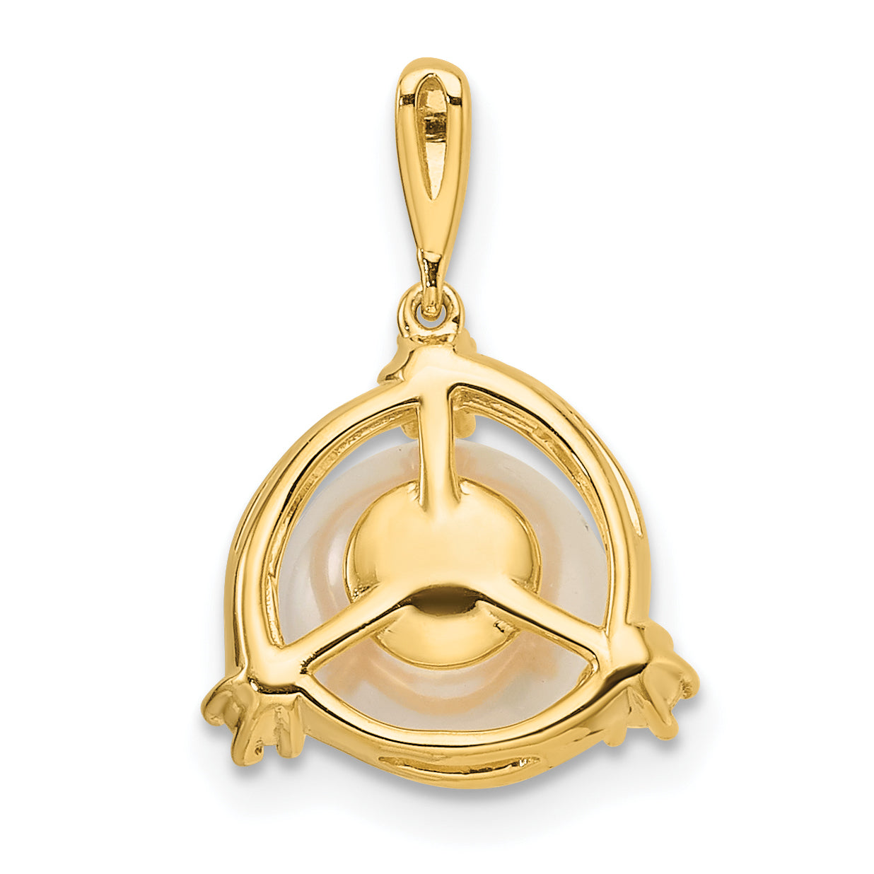 14k Yellow Gold 1/8 Ct. Lab Grown Diamond VS/SI+ G+ and 8.00 mm Round Freshwater Cultured Pearl Pendant