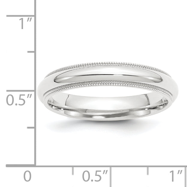Platinum 4mm Polished Milgrain Comfort Fit Wedding Band