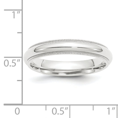 Platinum 4mm Polished Milgrain Comfort Fit Wedding Band