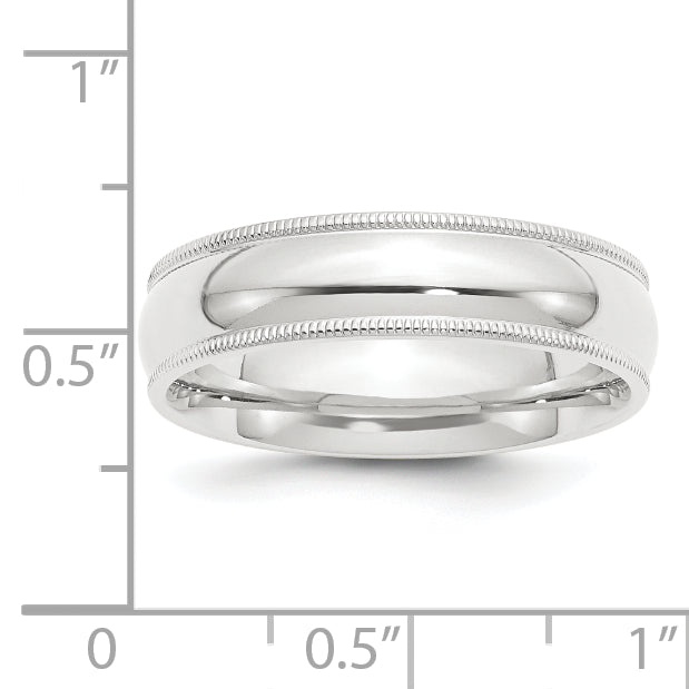 Platinum 6mm Polished Milgrain Comfort Fit Wedding Band