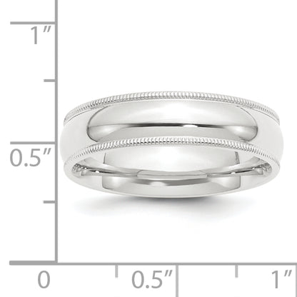 Platinum 6mm Polished Milgrain Comfort Fit Wedding Band