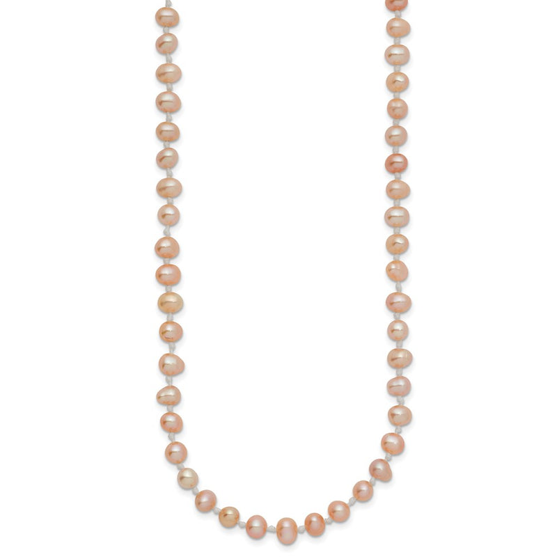 14K Yellow Gold 4-5mm Pink Near Round Freshwater Cultured Pearl Necklace