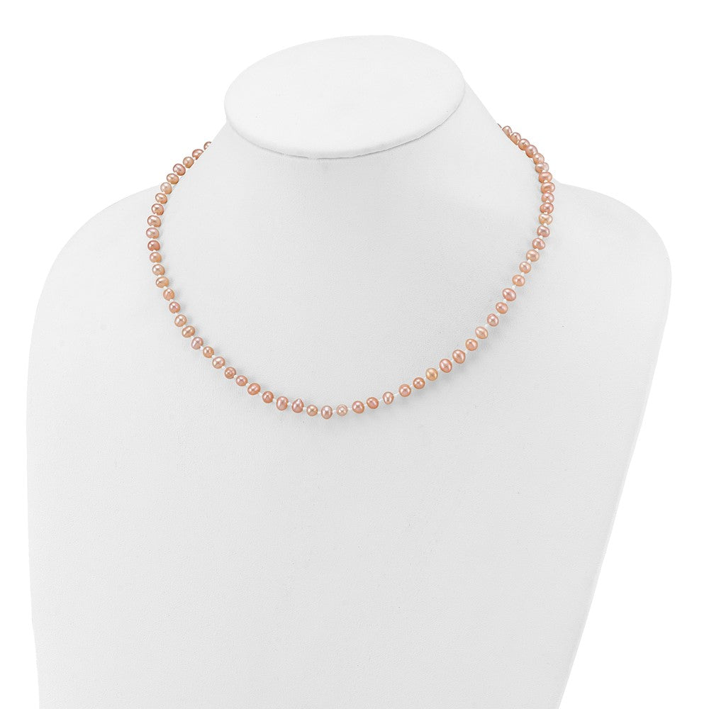 14K Yellow Gold 4-5mm Pink Near Round Freshwater Cultured Pearl Necklace