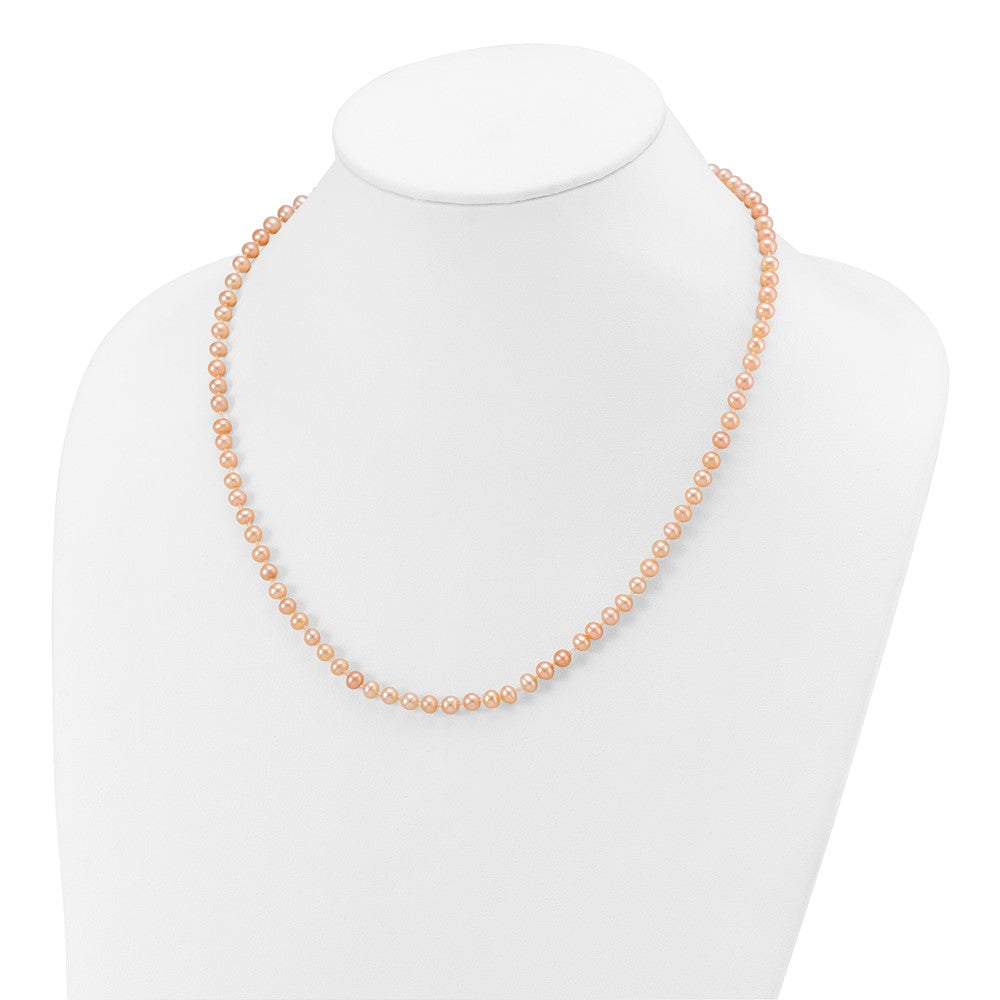 14K Yellow Gold 4-5mm Pink Near Round Freshwater Cultured Pearl Necklace