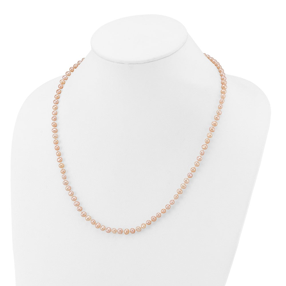 14K Yellow Gold 4-5mm Pink Near Round Freshwater Cultured Pearl Necklace