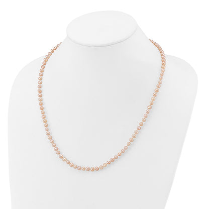 14K Yellow Gold 4-5mm Pink Near Round Freshwater Cultured Pearl Necklace