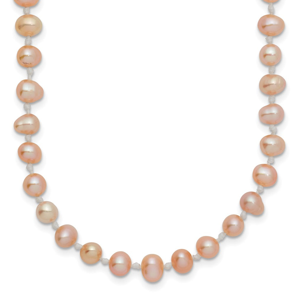 14K Yellow Gold 4-5mm Pink Near Round Freshwater Cultured Pearl Necklace