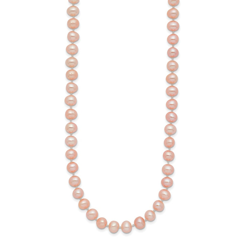 14K Yellow Gold 5-6mm Pink Near Round Freshwater Cultured Pearl Necklace