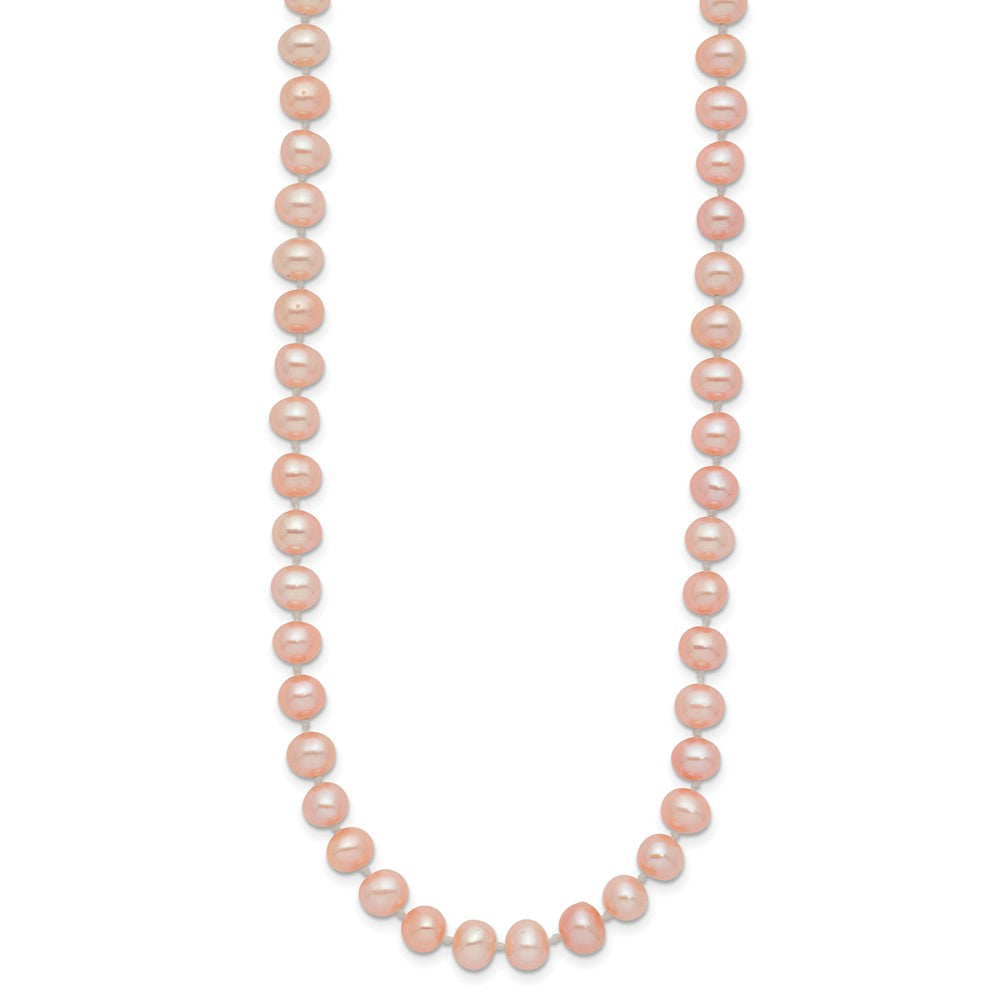 14K Yellow Gold 5-6mm Pink Near Round Freshwater Cultured Pearl Necklace