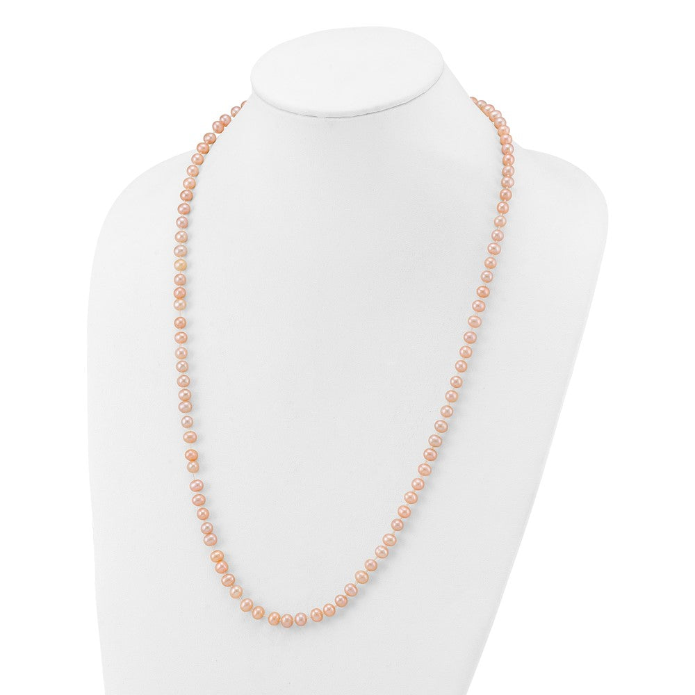 14K Yellow Gold 5-6mm Pink Near Round Freshwater Cultured Pearl Necklace