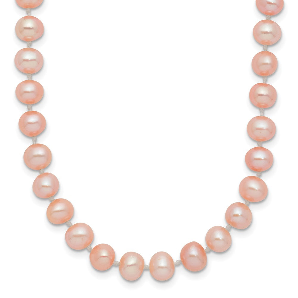 14K Yellow Gold 5-6mm Pink Near Round Freshwater Cultured Pearl Necklace