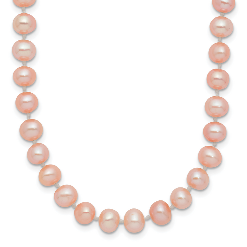 14K Yellow Gold 5-6mm Pink Near Round Freshwater Cultured Pearl Necklace