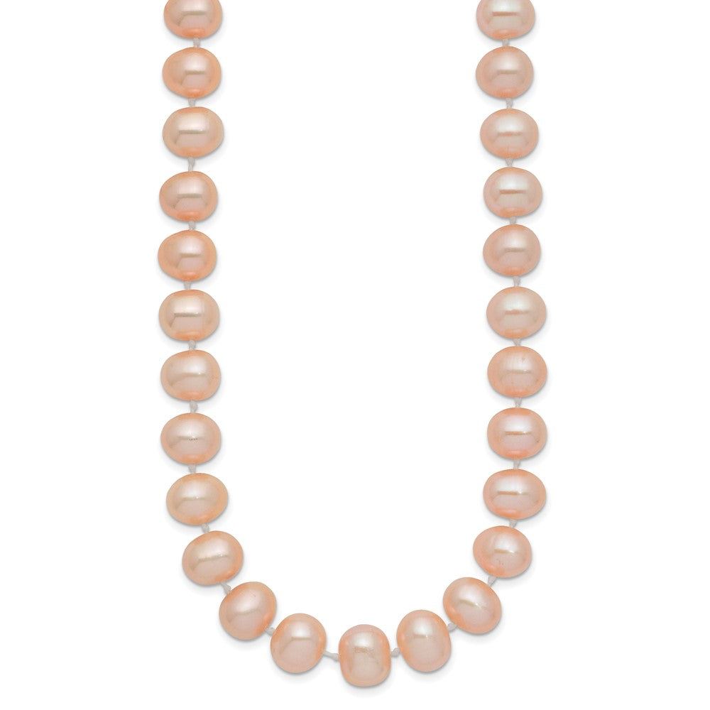 14K Yellow Gold 8-9mm Pink Near Round Freshwater Cultured Pearl Necklace