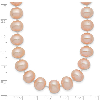 14K Yellow Gold 8-9mm Pink Near Round Freshwater Cultured Pearl Necklace