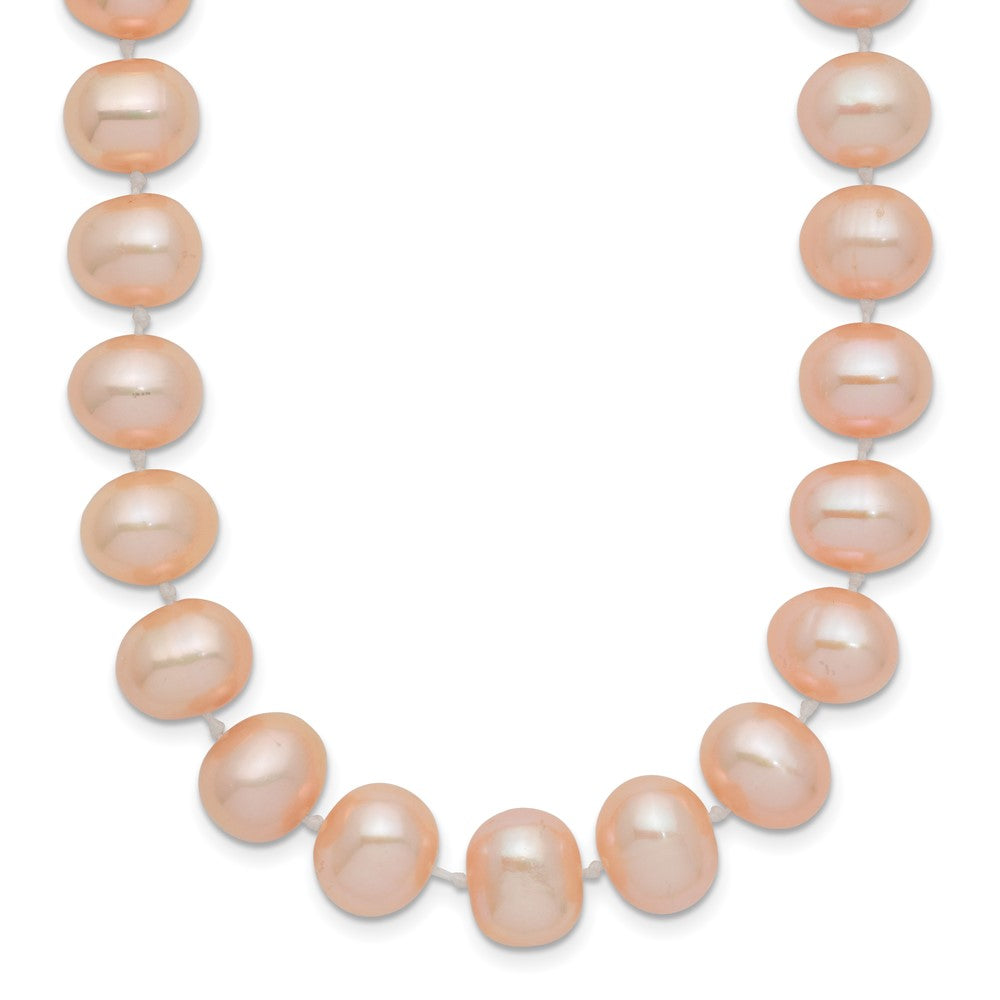 14K Yellow Gold 8-9mm Pink Near Round Freshwater Cultured Pearl Necklace