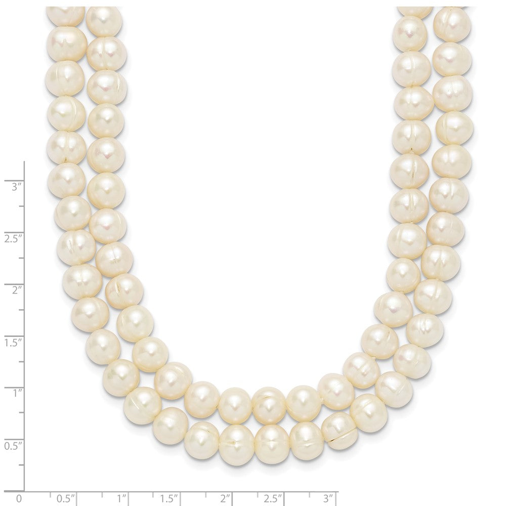 14K Yellow Gold 7-9mm White Freshwater Cultured Pearl 2-Strand Necklace