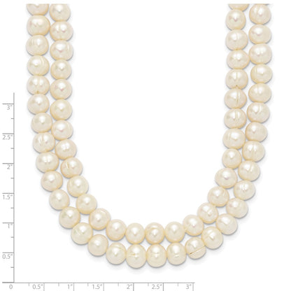 14K Yellow Gold 7-9mm White Freshwater Cultured Pearl 2-Strand Necklace
