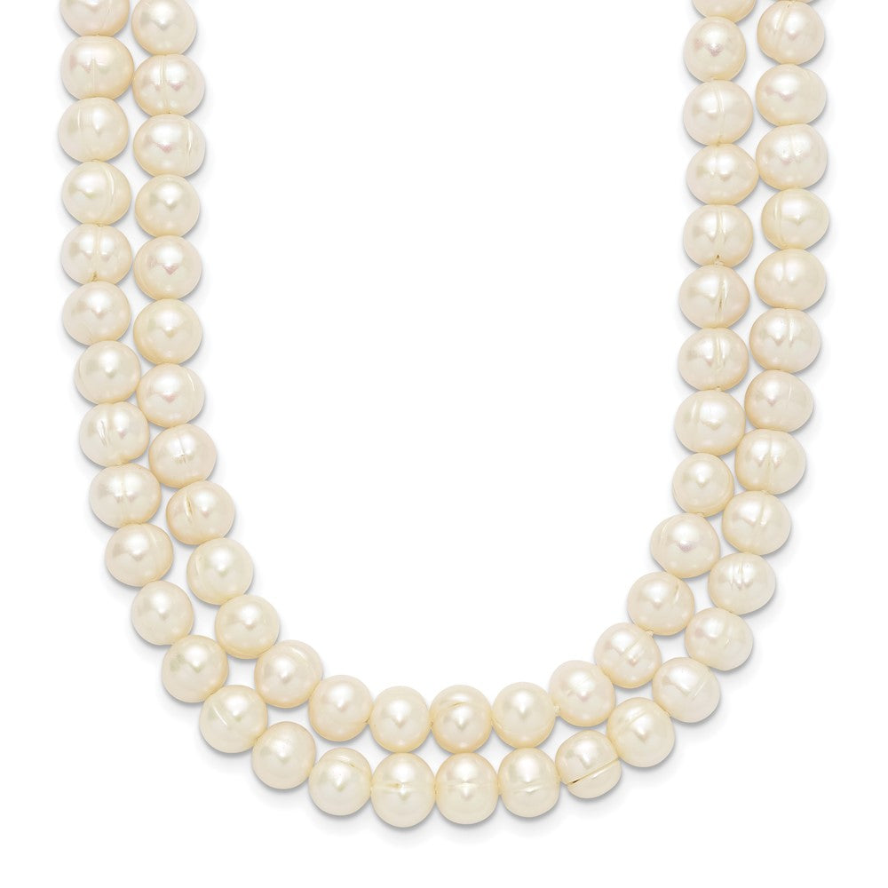 14K Yellow Gold 7-9mm White Freshwater Cultured Pearl 2-Strand Necklace