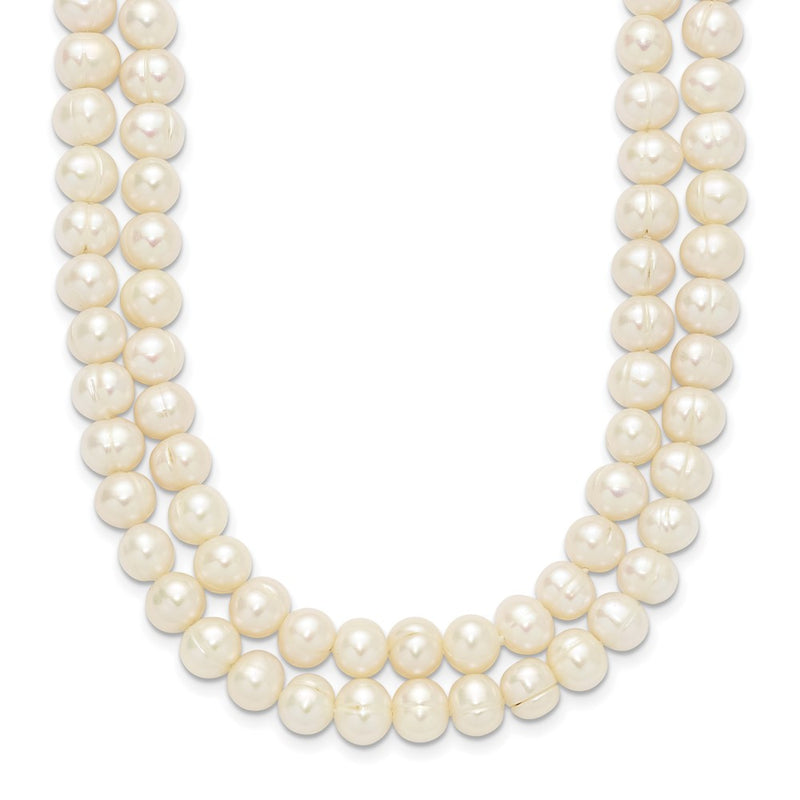 14K Yellow Gold 7-9mm White Freshwater Cultured Pearl 2-Strand Necklace
