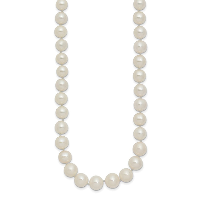 14K Yellow Gold 7.5-9mm White Freshwater Cultured Pearl Graduated Necklace