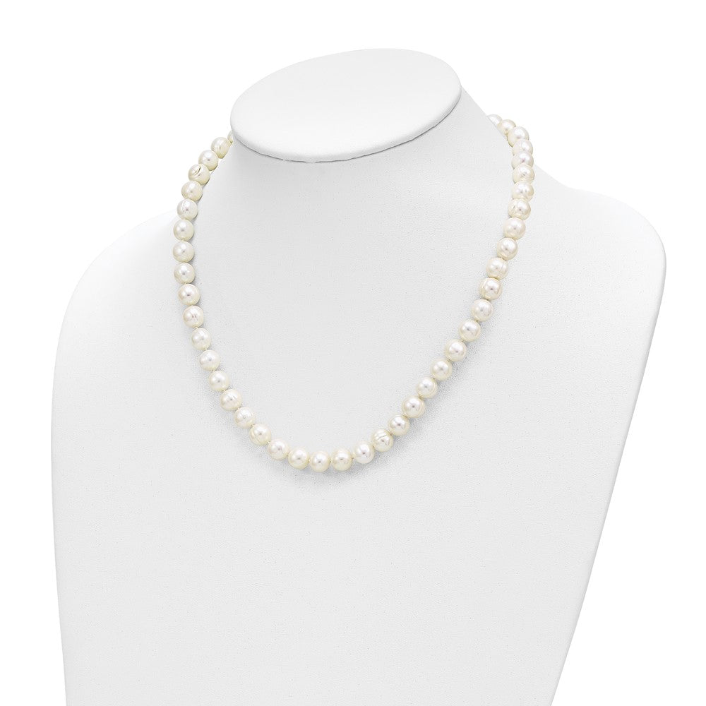 14K Yellow Gold 7.5-9mm White Freshwater Cultured Pearl Graduated Necklace