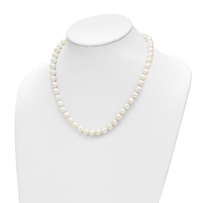 14K Yellow Gold 7.5-9mm White Freshwater Cultured Pearl Graduated Necklace