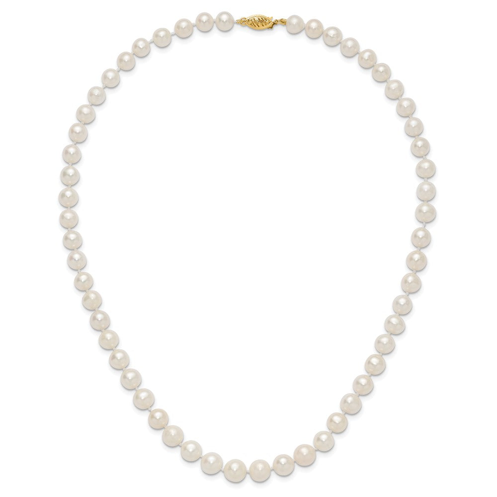14K Yellow Gold 7.5-9mm White Freshwater Cultured Pearl Graduated Necklace