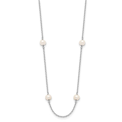 14K White Gold Wg 4-5mm Near Round Fw Cultured Pearl 8-Station Necklace